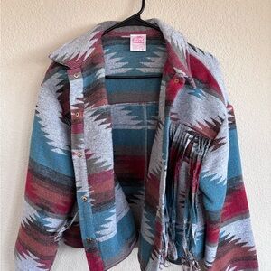 Stylish Multicolor Jacket with Fringe